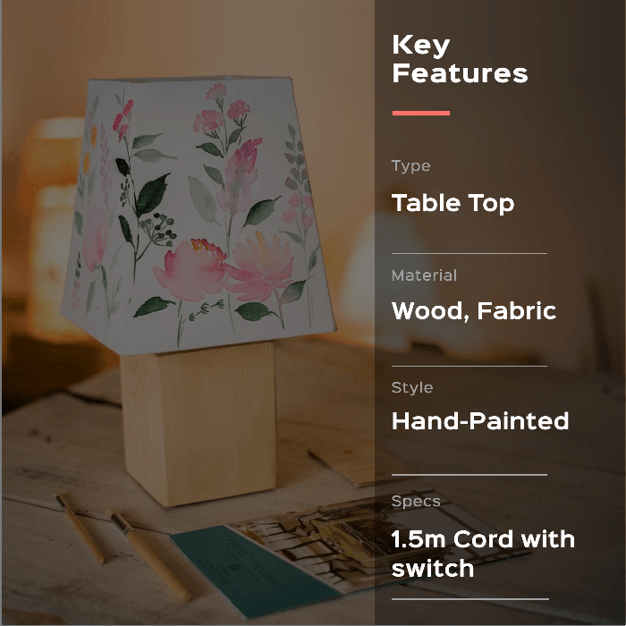 Handpainted Pink Floral Lampshade