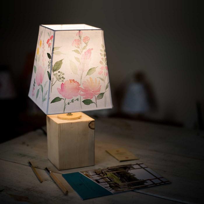 Handpainted Pink Floral Lampshade