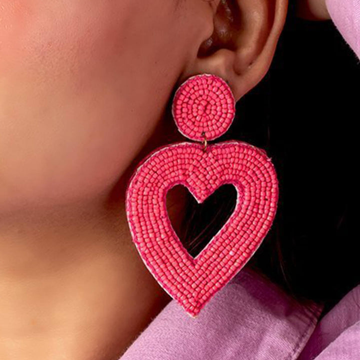 Hand Embroidered Hearty Heart Sequin Earrings