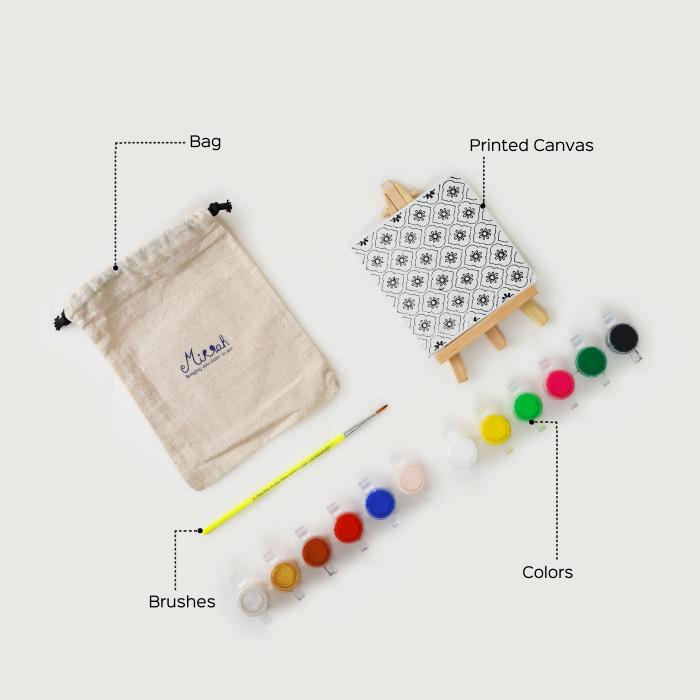 Kolam Knot Miniature Painting kit with canvas, easel and paints – House of  Mirrah