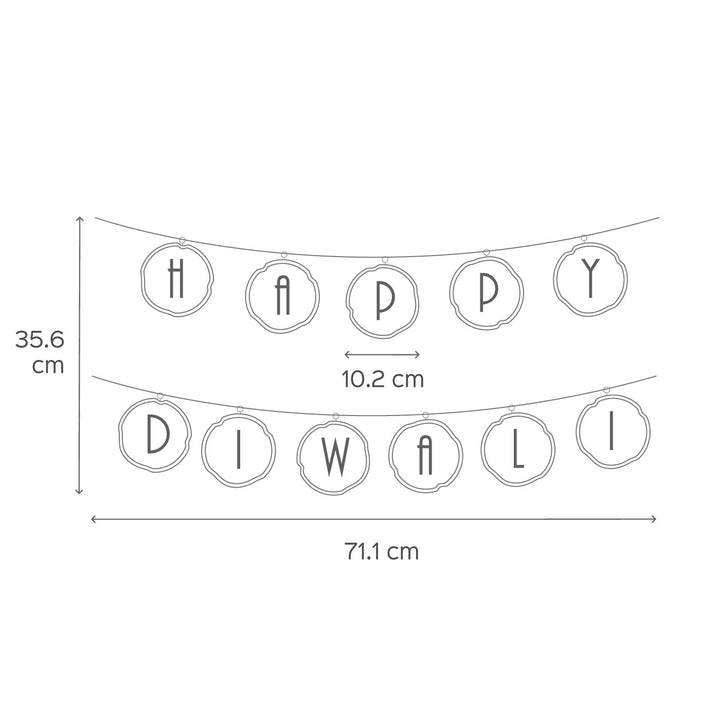 Happy Diwali Teak Wood Bark Coaster Bunting