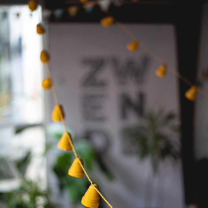 Upcycled Newspaper Indian Fairy Lights - Yellow