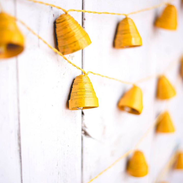 Upcycled Newspaper Indian Fairy Lights - Multicolour