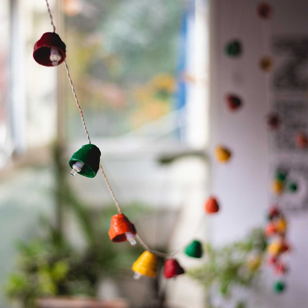 Upcycled Newspaper Indian Fairy Lights - Multicolour