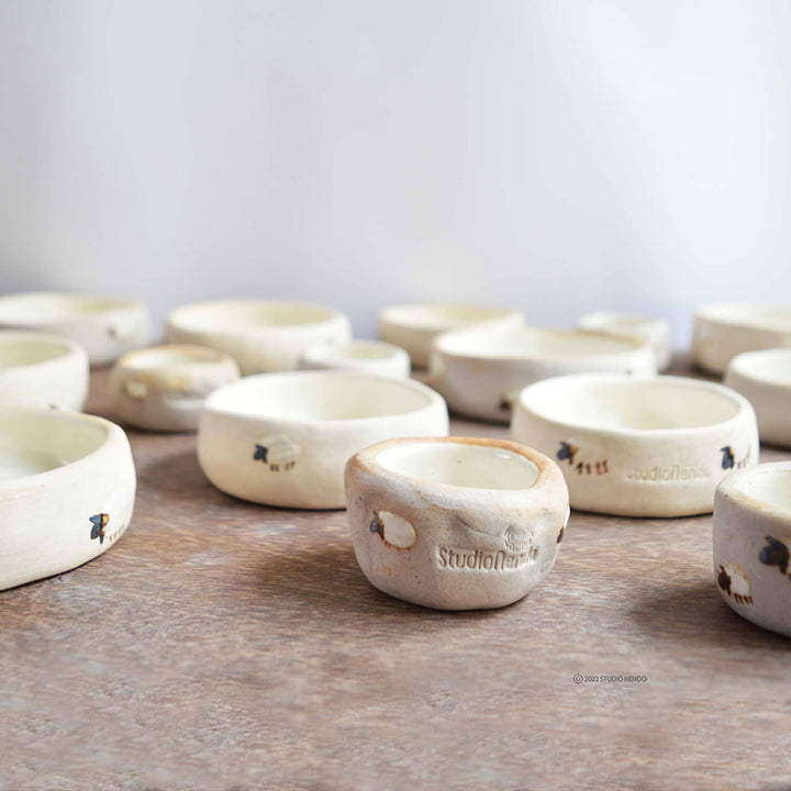 Handmade Ceramic Counting Sheep Katori - Set of 2