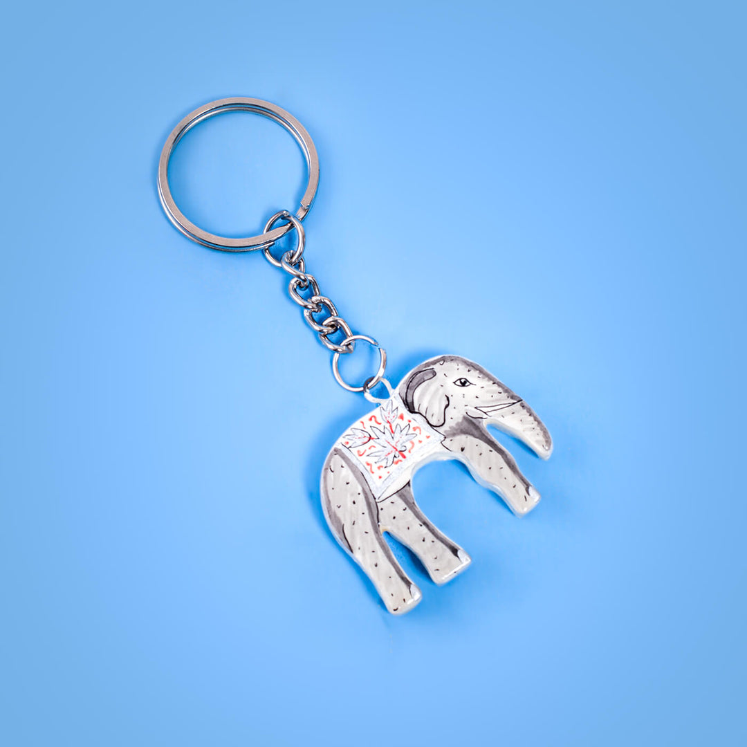 Paper Mache Keychain - Elephant