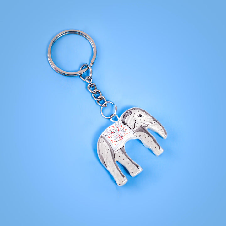 Paper Mache Keychain - Elephant