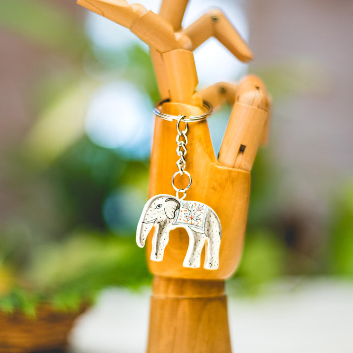 Paper Mache Keychain - Elephant