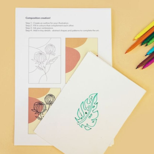 Aesthetic Flora Art Set - Printable Line Art Mini Guidebook