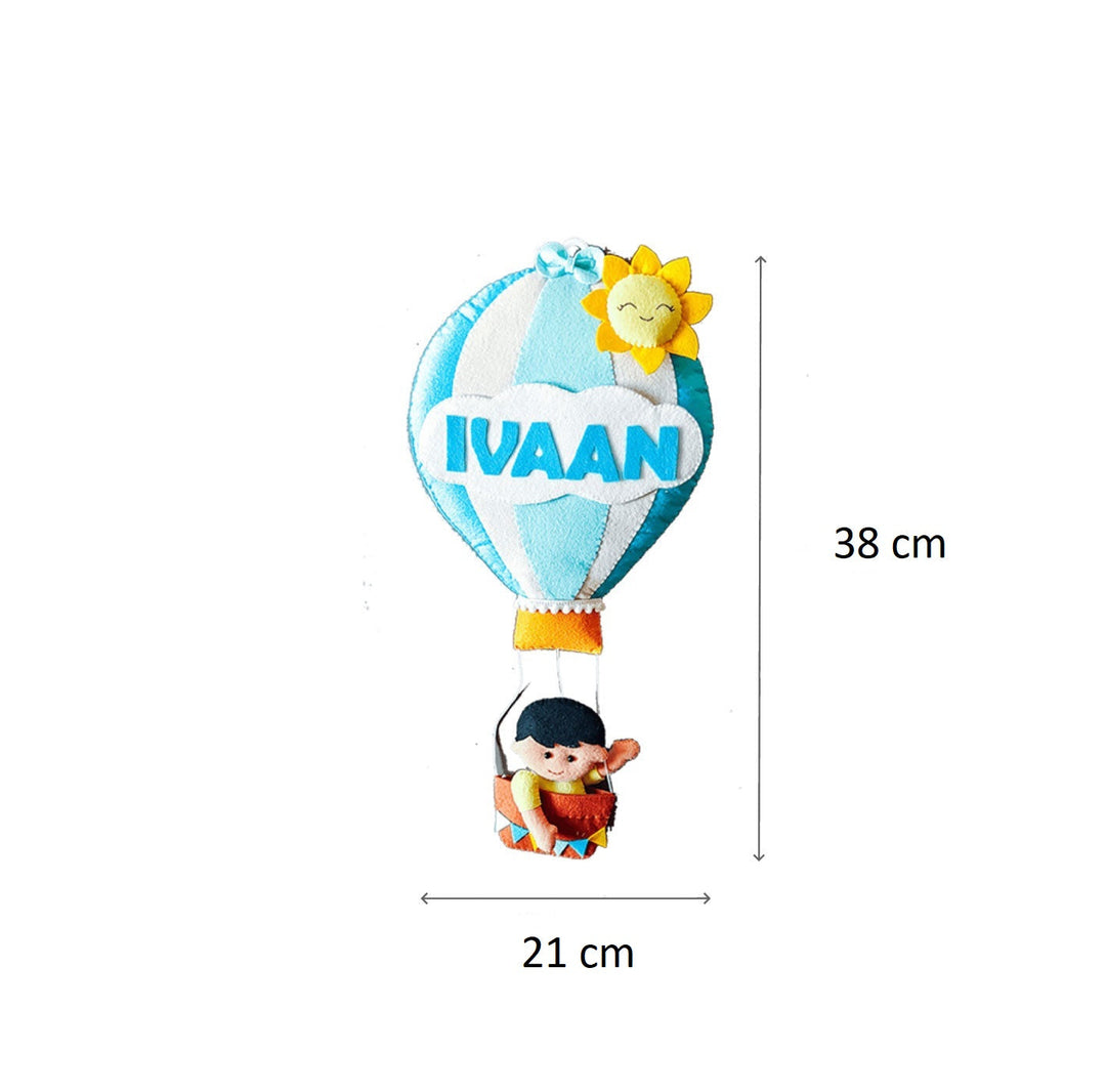 Hand-stitched Hot Air Balloon Felt Kids Nameplate