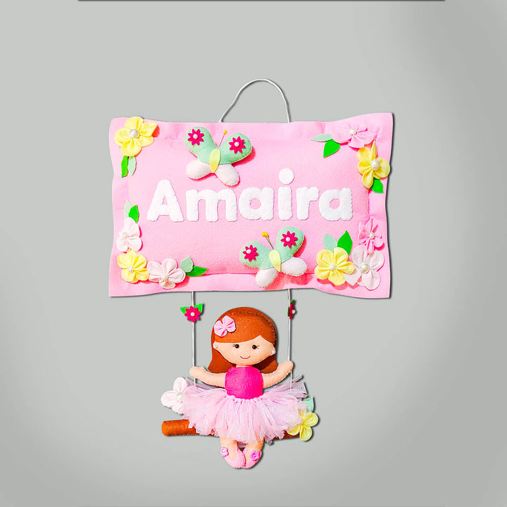 Hand-stitched Pillow & Swing Theme Felt Kids Name Plate