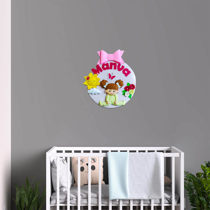 Hand-stitched Felt Kids Nameplate for Girls | 10 inch