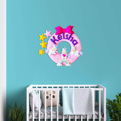 Hand-stitched Unicorn Themed Felt Nameplate For Girls