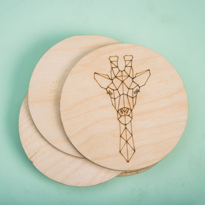 Laser Etched Coasters (Set of 4) - Giraffe