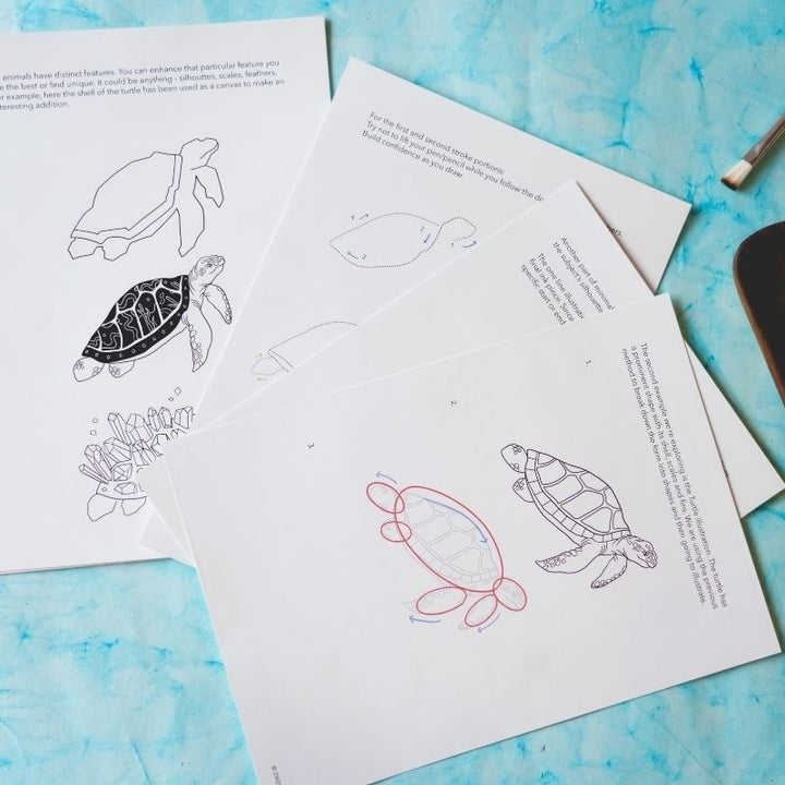 Printable Mini Guidebook - Minimalist Art Turtle Drawing - Line Art