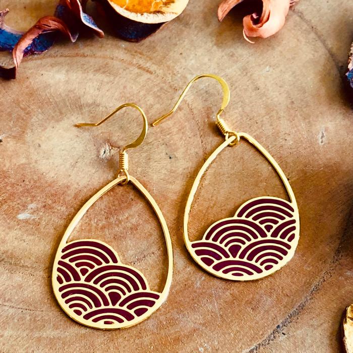Maroon Dewdrop Earrings