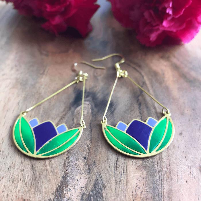 Water Lillies Purple Earrings