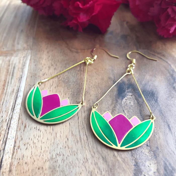 Water Lillies Pink Earrings