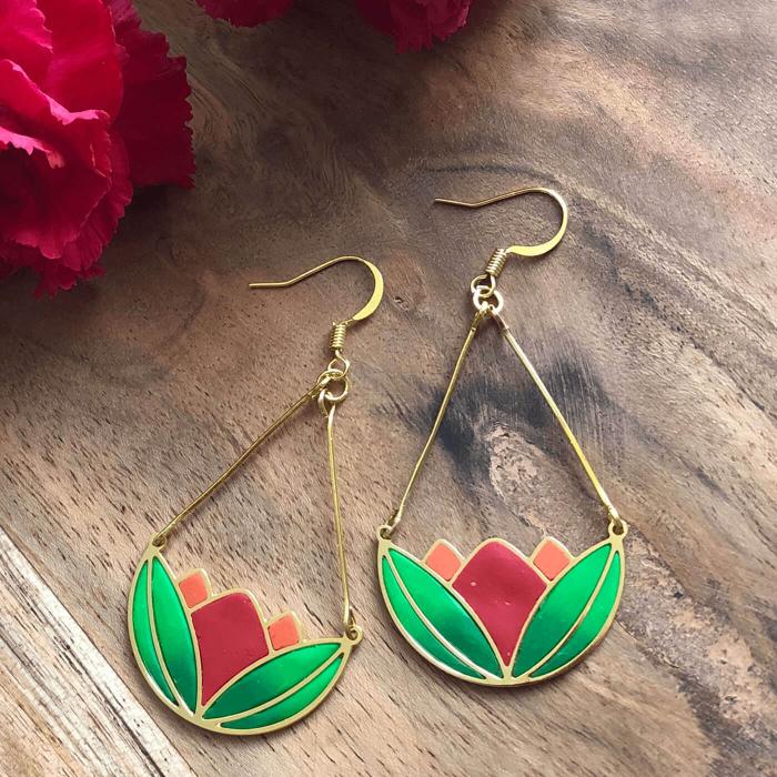 Water Lillies Red Earrings