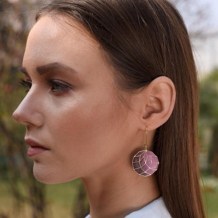 Disco Ball Earrings - Pink