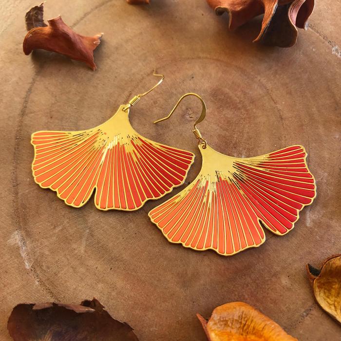 Eternal Ginkgos Earrings - Red