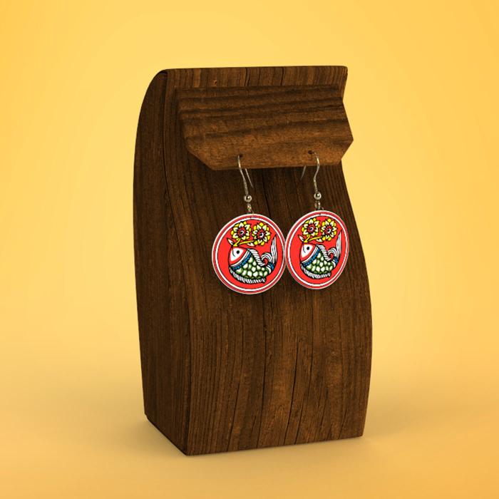 Blue & Red Blooming Bliss Leather Circle Earrings