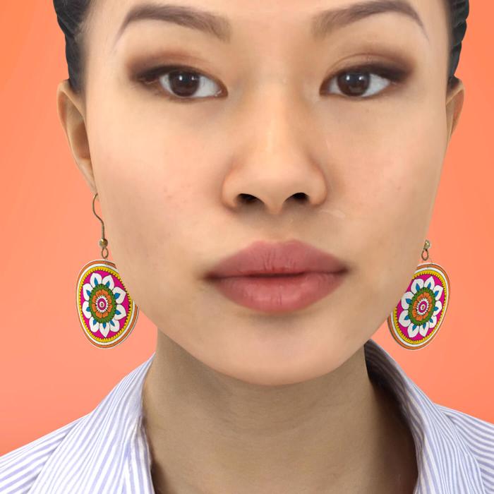 Ethnic Flower Circle Earrings