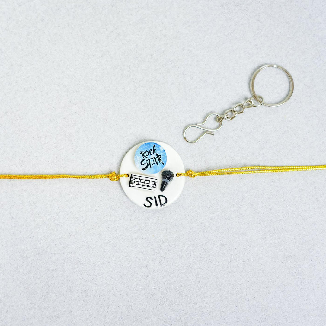 Handmade Personalized Rakhi cum Keychain With Roli Chawal