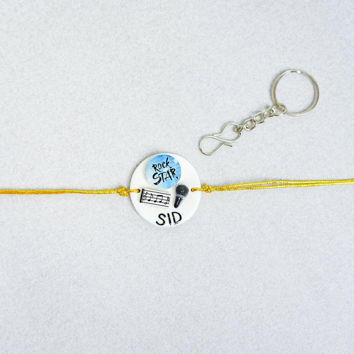 Handmade Personalized Rakhi cum Keychain With Roli Chawal