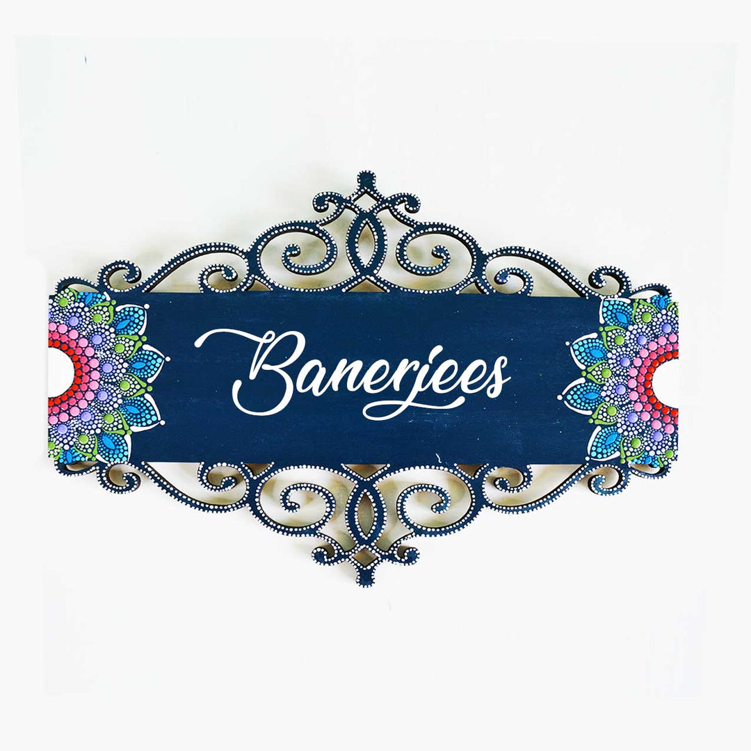 Handpainted Rectangular Victorian Dot Art Nameplate for Family