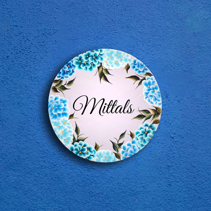 One Stroke Art Circular Nameboard with Family Name - Zwende