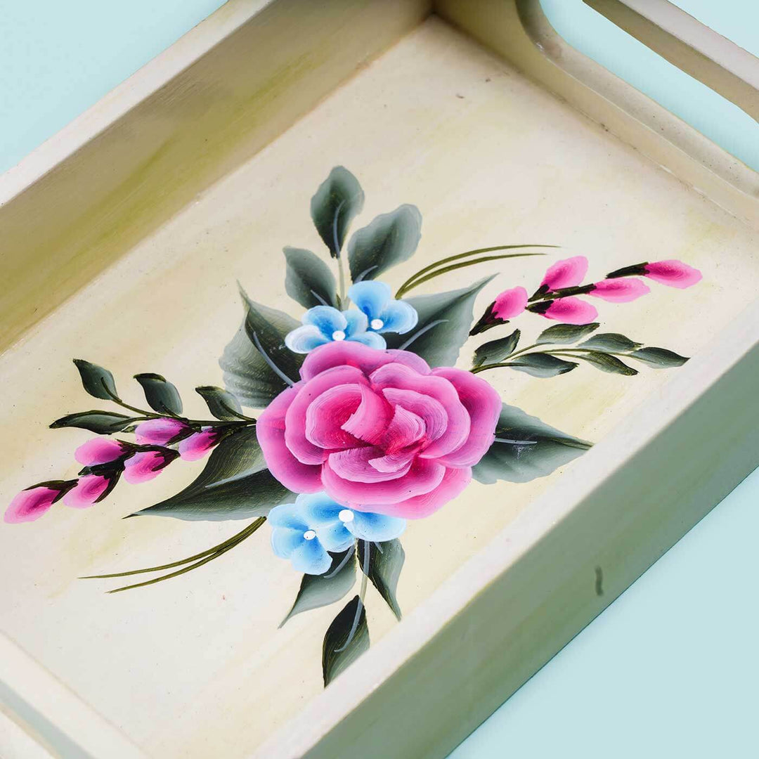 One Stroke Art Tray - Prominent Pink Floral