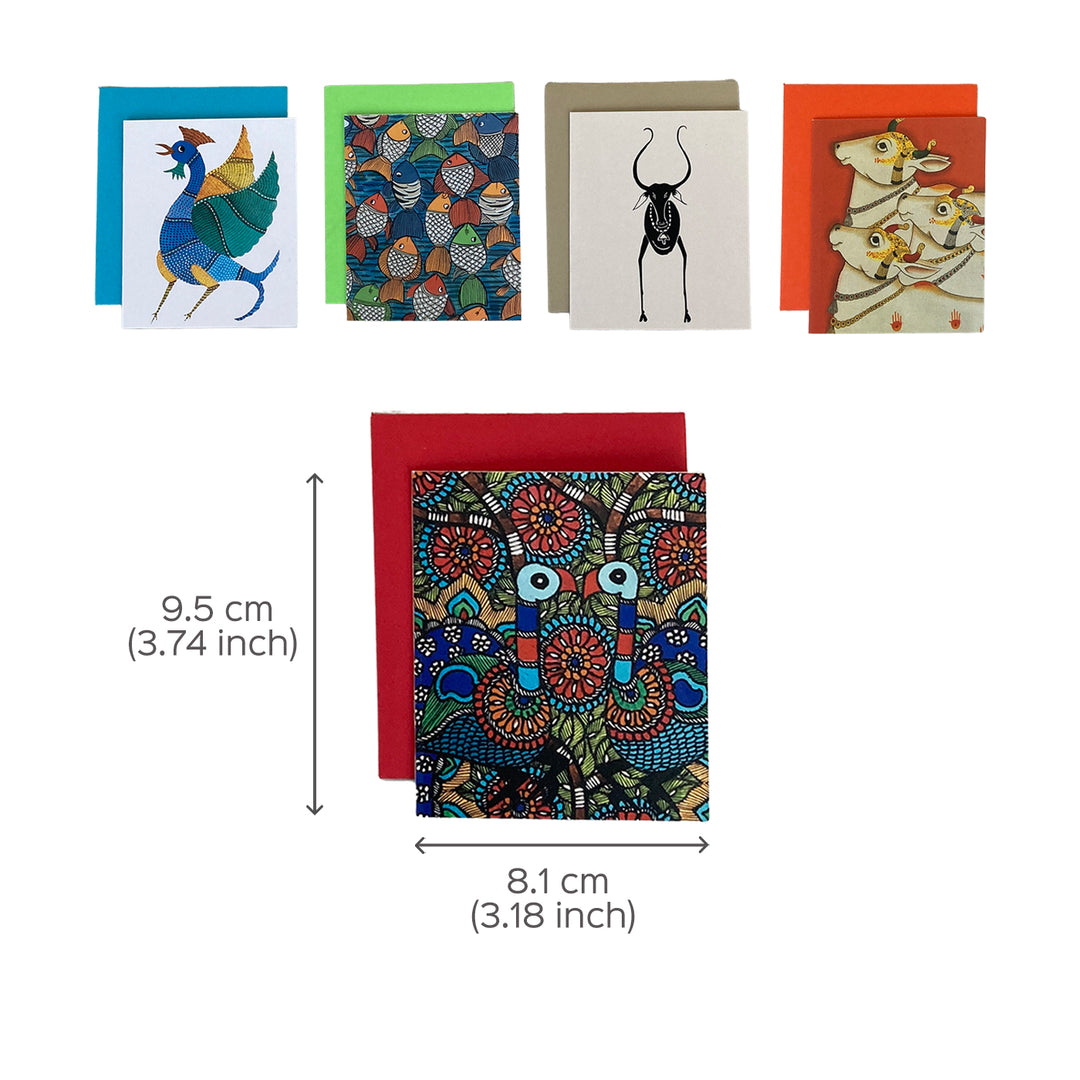 Indian Folk Art Inspired Notecards & Envelopes - Set of 5