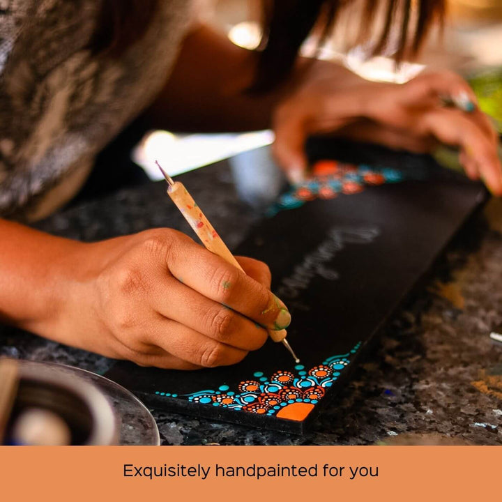 Handpainted Rectangular Kathakali Dot Art Nameplate for Couples