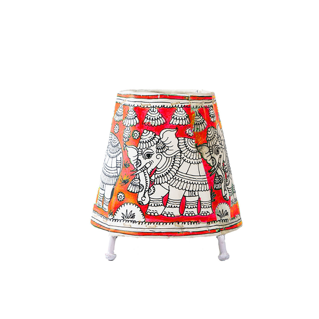 Elephant Hand Painted Tholu Bommalata Mini Lamp | 6 inches