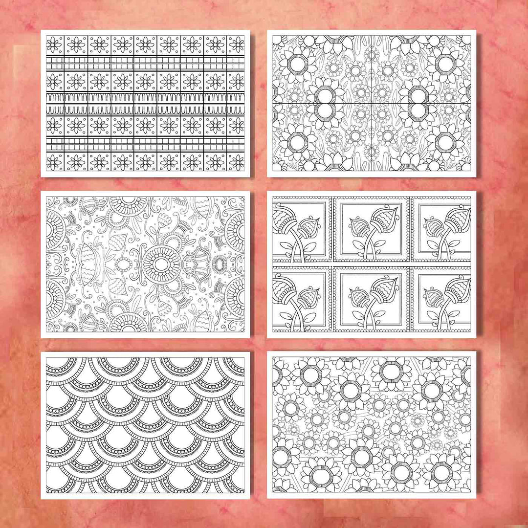 Print and Color Sheets - Pattern Therapy 1 - Tholu Bommalata