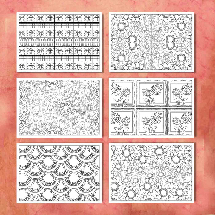 Print and Color Sheets - Pattern Therapy 1 - Tholu Bommalata