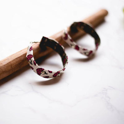 Pink Fabric Hoop Earrings