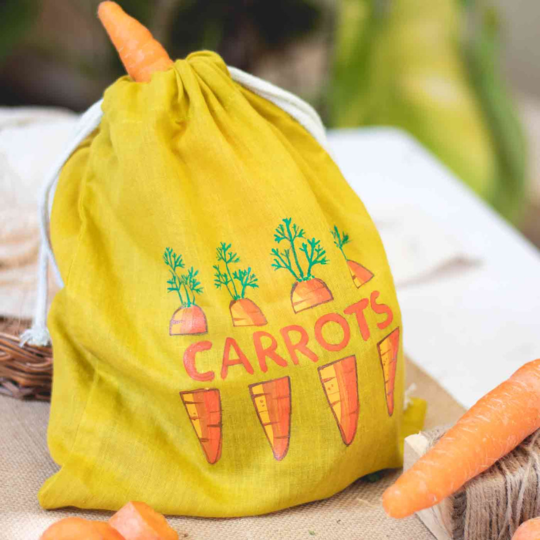 Handpainted Vegetable Bags - Yellow