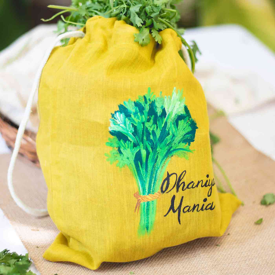 Handpainted Vegetable Bags - Yellow