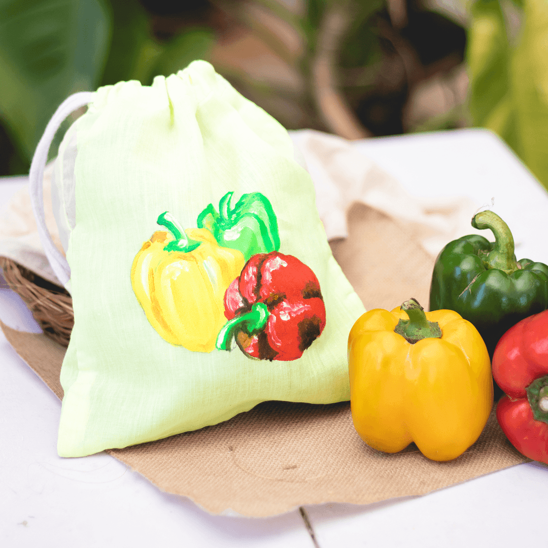 Handpainted Vegetable Bags - Green