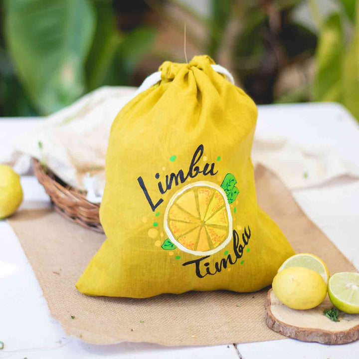 Handpainted Vegetable Bags - Yellow