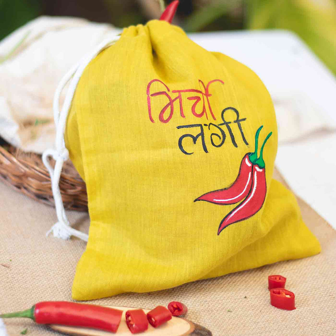 Handpainted Vegetable Bags - Yellow