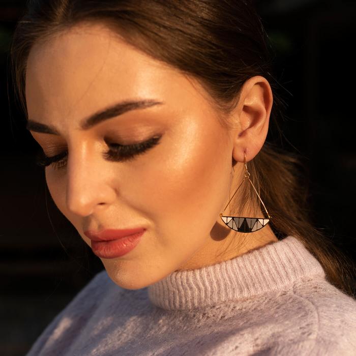 Black and White Crescent Moon Earrings
