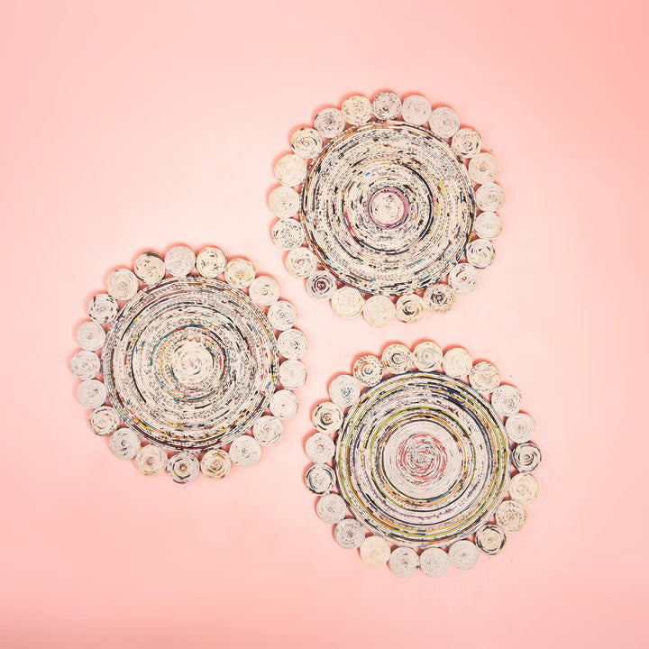 Handcrafted Floral Table Mats - Set of 3