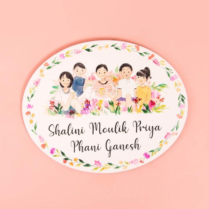Oval Hand Painted Character Name Plate Friends - Personalization Example Front View
