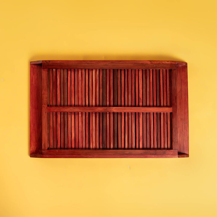 Handcrafted Bamboo Tray - Red