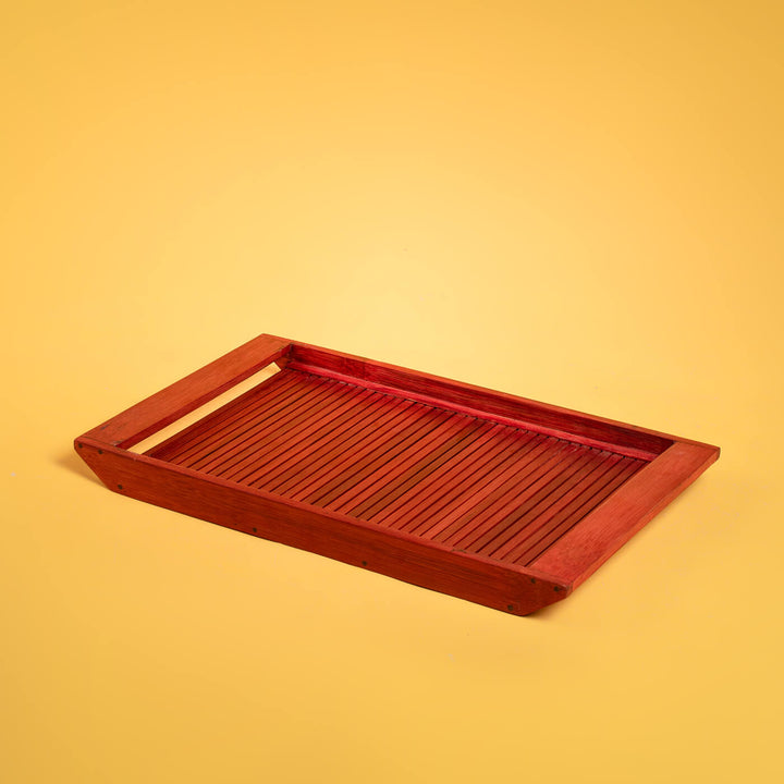 Handcrafted Bamboo Tray - Red