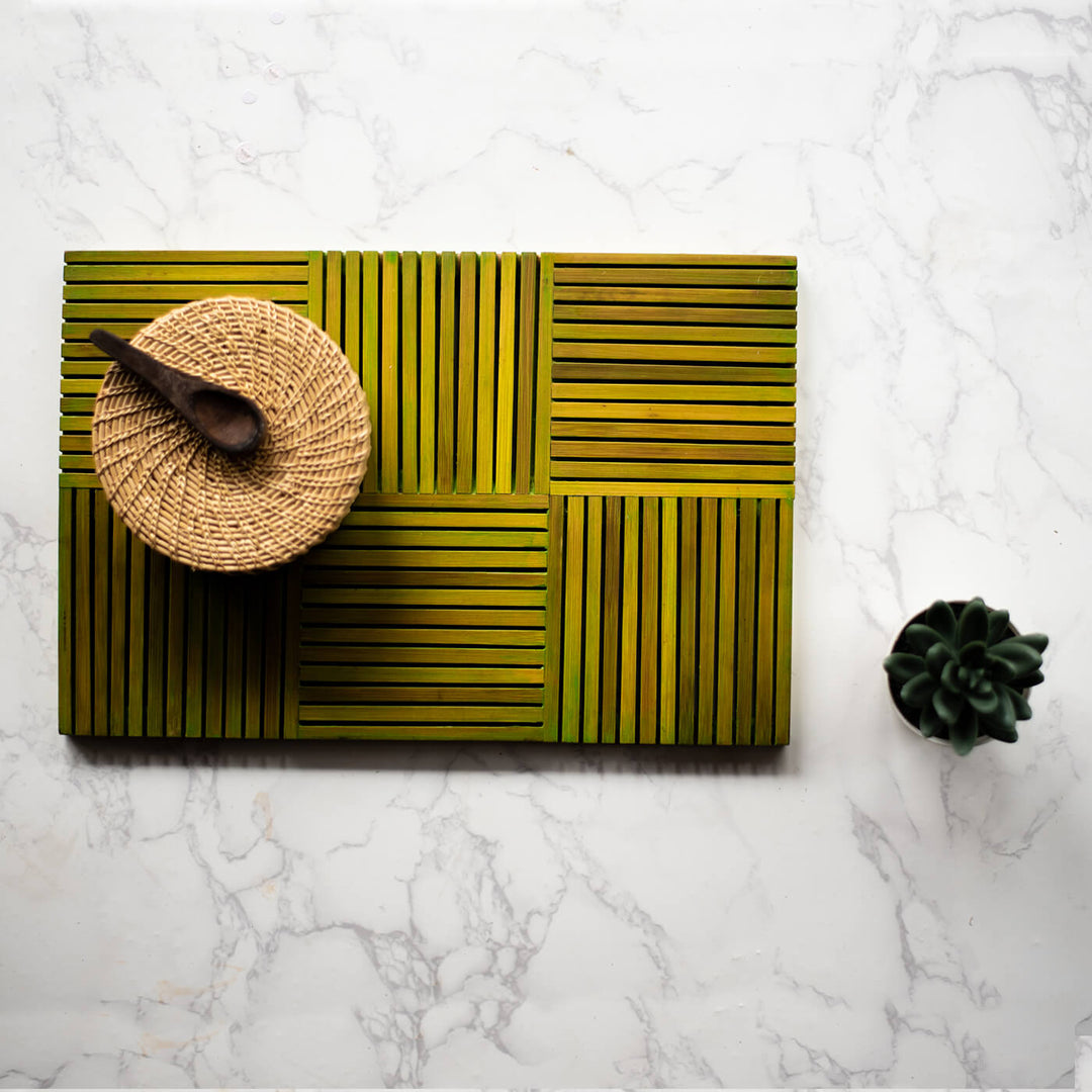 Rectangular Bamboo Trivet - Green