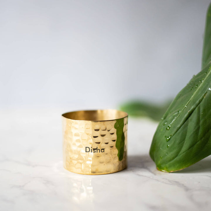 Personalized Brass Cup Planter - Hammered